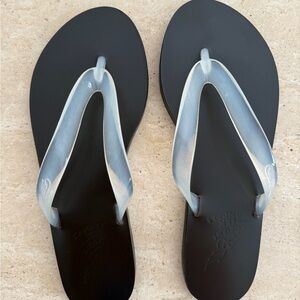 Ancient Greek Sandals Saionara Jelly & Leather Flip Flops - Clear - Size 38 New